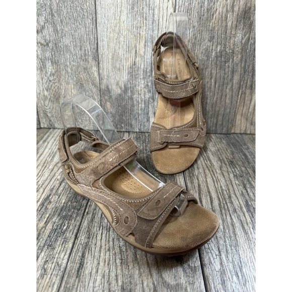 Earth Origins Leather Upper Sedona Brown Hoop and Loop Sandals Women's Size 7 - Picture 2 of 10